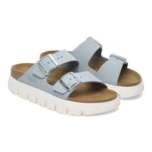 Birkenstock Shoes Papillio Arizona Chunky Baby Blue Suede Leather Sandals